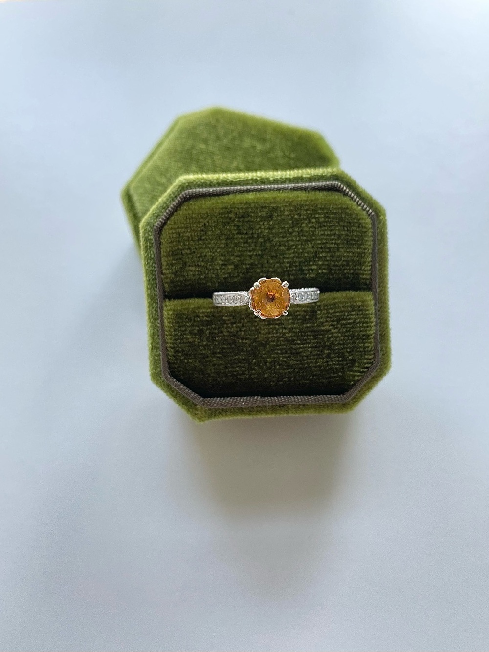18K White Gold 1.33 CT Yellow Sapphire .45 CTW Diamond Ring